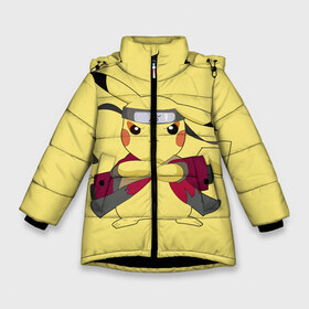 Зимняя куртка для девочек 3D с принтом Pikachu в Санкт-Петербурге, ткань верха — 100% полиэстер; подклад — 100% полиэстер, утеплитель — 100% полиэстер. | длина ниже бедра, удлиненная спинка, воротник стойка и отстегивающийся капюшон. Есть боковые карманы с листочкой на кнопках, утяжки по низу изделия и внутренний карман на молнии. 

Предусмотрены светоотражающий принт на спинке, радужный светоотражающий элемент на пуллере молнии и на резинке для утяжки. | pikachu | pokeboll | pokemon | пикачу | покеболл | покемон