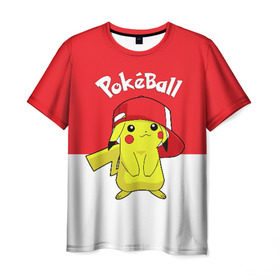Мужская футболка 3D с принтом Pokeball в Санкт-Петербурге, 100% полиэфир | прямой крой, круглый вырез горловины, длина до линии бедер | pikachu | pokeboll | pokemon | пикачу | покеболл | покемон