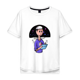 Мужская футболка хлопок Oversize с принтом Дизайнер-иллюстратор в Санкт-Петербурге, 100% хлопок | свободный крой, круглый ворот, “спинка” длиннее передней части | веб | дизайнер | иллюстратор | космос | сердце