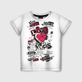 Детская футболка 3D с принтом Рок сердца 4 в Санкт-Петербурге, 100% гипоаллергенный полиэфир | прямой крой, круглый вырез горловины, длина до линии бедер, чуть спущенное плечо, ткань немного тянется | heart | tattoo | разбитое | сердечко | сердце | тату | татушка