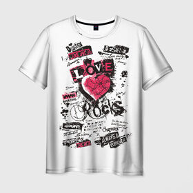 Мужская футболка 3D с принтом Рок сердца 4 в Санкт-Петербурге, 100% полиэфир | прямой крой, круглый вырез горловины, длина до линии бедер | Тематика изображения на принте: heart | tattoo | разбитое | сердечко | сердце | тату | татушка