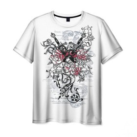 Мужская футболка 3D с принтом Рок сердца 5 в Санкт-Петербурге, 100% полиэфир | прямой крой, круглый вырез горловины, длина до линии бедер | Тематика изображения на принте: heart | tattoo | разбитое | сердечко | сердце | тату | татушка