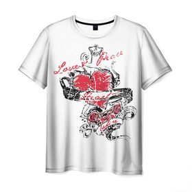 Мужская футболка 3D с принтом Рок сердца 6 в Санкт-Петербурге, 100% полиэфир | прямой крой, круглый вырез горловины, длина до линии бедер | heart | tattoo | разбитое | сердечко | сердце | тату | татушка