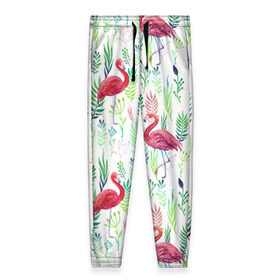 Женские брюки 3D с принтом Цветы и бабочки 2 в Санкт-Петербурге, полиэстер 100% | прямой крой, два кармана без застежек по бокам, с мягкой трикотажной резинкой на поясе и по низу штанин. В поясе для дополнительного комфорта — широкие завязки | растения | фламинго
