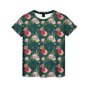 Женская футболка 3D с принтом Цветы и бабочки 7 в Санкт-Петербурге, 100% полиэфир ( синтетическое хлопкоподобное полотно) | прямой крой, круглый вырез горловины, длина до линии бедер | акварель | нежный | паттерн | цветочек | цветочный