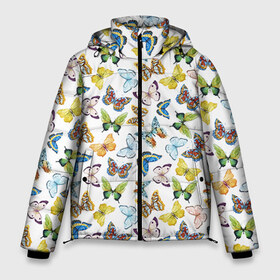 Мужская зимняя куртка 3D с принтом Цветы и бабочки 11 в Санкт-Петербурге, верх — 100% полиэстер; подкладка — 100% полиэстер; утеплитель — 100% полиэстер | длина ниже бедра, свободный силуэт Оверсайз. Есть воротник-стойка, отстегивающийся капюшон и ветрозащитная планка. 

Боковые карманы с листочкой на кнопках и внутренний карман на молнии. | акварель | бабочка | нежный | рисунок | роза | сирень | цветочек | цветочный | цветы