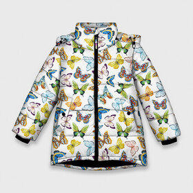 Зимняя куртка для девочек 3D с принтом Цветы и бабочки 11 в Санкт-Петербурге, ткань верха — 100% полиэстер; подклад — 100% полиэстер, утеплитель — 100% полиэстер. | длина ниже бедра, удлиненная спинка, воротник стойка и отстегивающийся капюшон. Есть боковые карманы с листочкой на кнопках, утяжки по низу изделия и внутренний карман на молнии. 

Предусмотрены светоотражающий принт на спинке, радужный светоотражающий элемент на пуллере молнии и на резинке для утяжки. | акварель | бабочка | нежный | рисунок | роза | сирень | цветочек | цветочный | цветы