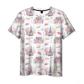 Мужская футболка 3D с принтом Парижское настроение в Санкт-Петербурге, 100% полиэфир | прямой крой, круглый вырез горловины, длина до линии бедер | Тематика изображения на принте: париж