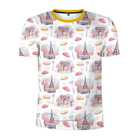 Мужская футболка 3D спортивная с принтом Парижское настроение в Санкт-Петербурге, 100% полиэстер с улучшенными характеристиками | приталенный силуэт, круглая горловина, широкие плечи, сужается к линии бедра | париж