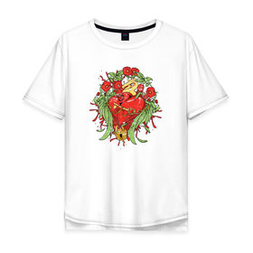Мужская футболка хлопок Oversize с принтом Рок сердца 8 в Санкт-Петербурге, 100% хлопок | свободный крой, круглый ворот, “спинка” длиннее передней части | 