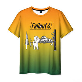 Мужская футболка 3D с принтом Волт-бой 111 Fallout 4 в Санкт-Петербурге, 100% полиэфир | прямой крой, круглый вырез горловины, длина до линии бедер | fallout 4 | vault boy | волт бой | фаллаут