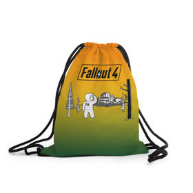 Рюкзак-мешок 3D с принтом Волт-бой 111 Fallout 4 в Санкт-Петербурге, 100% полиэстер | плотность ткани — 200 г/м2, размер — 35 х 45 см; лямки — толстые шнурки, застежка на шнуровке, без карманов и подкладки | fallout 4 | vault boy | волт бой | фаллаут
