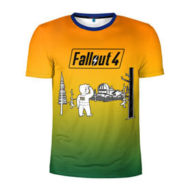 Мужская футболка 3D спортивная с принтом Волт-бой 111 Fallout 4 в Санкт-Петербурге, 100% полиэстер с улучшенными характеристиками | приталенный силуэт, круглая горловина, широкие плечи, сужается к линии бедра | fallout 4 | vault boy | волт бой | фаллаут