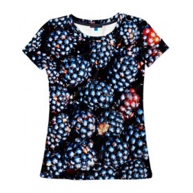 Женская футболка 3D с принтом Ежевика в Санкт-Петербурге, 100% полиэфир ( синтетическое хлопкоподобное полотно) | прямой крой, круглый вырез горловины, длина до линии бедер | фото | ягоды
