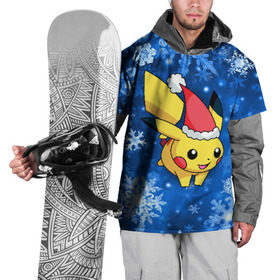 Накидка на куртку 3D с принтом Pikachu в Санкт-Петербурге, 100% полиэстер |  | pikachu | pokeboll | pokemon | зима | новый год | пикачу | покеболл | покемон | снежинки