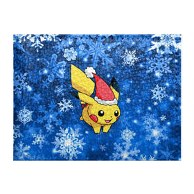 Обложка для студенческого билета с принтом Pikachu в Санкт-Петербурге, натуральная кожа | Размер: 11*8 см; Печать на всей внешней стороне | pikachu | pokeboll | pokemon | зима | новый год | пикачу | покеболл | покемон | снежинки