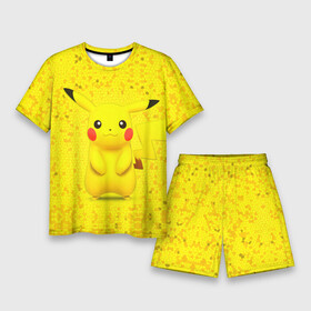 Мужской костюм с шортами 3D с принтом Pikachu в Санкт-Петербурге,  |  | pikachu | pokeboll | pokemon | пикачу | покеболл | покемон