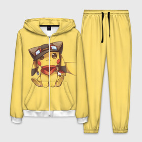 Мужской костюм 3D с принтом Pikachu в Санкт-Петербурге, 100% полиэстер | Манжеты и пояс оформлены тканевой резинкой, двухслойный капюшон со шнурком для регулировки, карманы спереди | pikachu | pokeball | pokemon | пикачу | покеболл | покемон