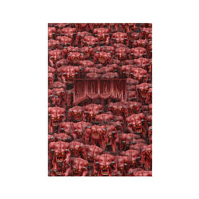 Обложка для паспорта матовая кожа с принтом Демоны (pixel art) в Санкт-Петербурге, натуральная матовая кожа | размер 19,3 х 13,7 см; прозрачные пластиковые крепления | doom