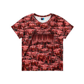 Детская футболка 3D с принтом Демоны (pixel art) в Санкт-Петербурге, 100% гипоаллергенный полиэфир | прямой крой, круглый вырез горловины, длина до линии бедер, чуть спущенное плечо, ткань немного тянется | doom