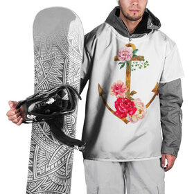 Накидка на куртку 3D с принтом Якорь с цветами в Санкт-Петербурге, 100% полиэстер |  | Тематика изображения на принте: акварель | бабочка | нежный | рисунок | роза | сирень | цветочек | цветочный | цветы