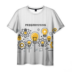 Мужская футболка 3D с принтом Программирование 1 в Санкт-Петербурге, 100% полиэфир | прямой крой, круглый вырез горловины, длина до линии бедер | день программиста | код | подарок | праздник | программист