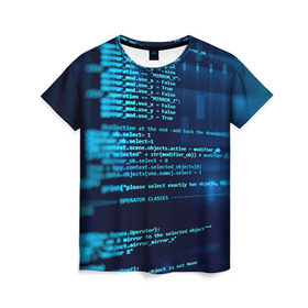 Женская футболка 3D с принтом Программирование 6 в Санкт-Петербурге, 100% полиэфир ( синтетическое хлопкоподобное полотно) | прямой крой, круглый вырез горловины, длина до линии бедер | день программиста | код | подарок | праздник | программист
