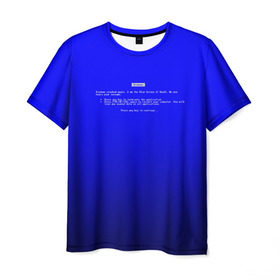 Мужская футболка 3D с принтом BSOD в Санкт-Петербурге, 100% полиэфир | прямой крой, круглый вырез горловины, длина до линии бедер | bsod | день программиста | код | подарок | праздник | программист