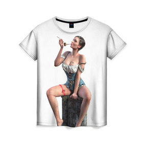 Женская футболка 3D с принтом Novigrad Hooker в Санкт-Петербурге, 100% полиэфир ( синтетическое хлопкоподобное полотно) | прямой крой, круглый вырез горловины, длина до линии бедер | gaming | the witcher | witcher | yennefer | ведьмак | геральт | йеннифер | йеннифэр