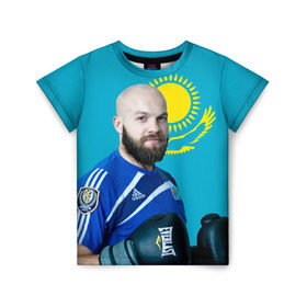 Детская футболка 3D с принтом Василий Левит в Санкт-Петербурге, 100% гипоаллергенный полиэфир | прямой крой, круглый вырез горловины, длина до линии бедер, чуть спущенное плечо, ткань немного тянется | бокс | василий левит | казахстан | олимпиада 2016