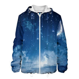 Мужская куртка 3D с принтом Звездное небо в Санкт-Петербурге, ткань верха — 100% полиэстер, подклад — флис | прямой крой, подол и капюшон оформлены резинкой с фиксаторами, два кармана без застежек по бокам, один большой потайной карман на груди. Карман на груди застегивается на липучку | Тематика изображения на принте: вселенная | галактика | звезды | небо | ночь