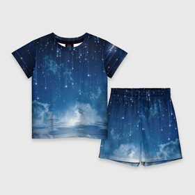 Детский костюм с шортами 3D с принтом Звездное небо в Санкт-Петербурге,  |  | вселенная | галактика | звезды | небо | ночь