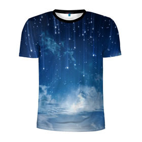 Мужская футболка 3D спортивная с принтом Звездное небо в Санкт-Петербурге, 100% полиэстер с улучшенными характеристиками | приталенный силуэт, круглая горловина, широкие плечи, сужается к линии бедра | вселенная | галактика | звезды | небо | ночь