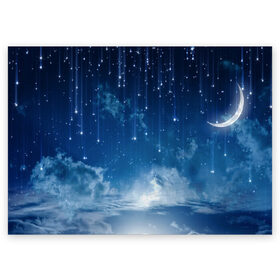 Поздравительная открытка с принтом Звездное небо в Санкт-Петербурге, 100% бумага | плотность бумаги 280 г/м2, матовая, на обратной стороне линовка и место для марки
 | Тематика изображения на принте: вселенная | галактика | звезды | небо | ночь