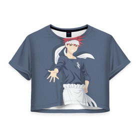Женская футболка 3D укороченная с принтом Yukihiro Souma в Санкт-Петербурге, 100% полиэстер | круглая горловина, длина футболки до линии талии, рукава с отворотами | anime | soma | ukihiro | ukihiro soma | аниме | сома | юкихиро