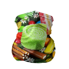 Бандана-труба 3D с принтом Сладости в Санкт-Петербурге, 100% полиэстер, ткань с особыми свойствами — Activecool | плотность 150‒180 г/м2; хорошо тянется, но сохраняет форму | вкуснотища | вкусняшки | глазурь | жевачка | карамель | карамельки | конфетки | конфеты | леденец | мармеладки | сахар | сладости