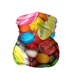 Бандана-труба 3D с принтом Вкусняшки в Санкт-Петербурге, 100% полиэстер, ткань с особыми свойствами — Activecool | плотность 150‒180 г/м2; хорошо тянется, но сохраняет форму | вкуснотища | вкусняшки | глазурь | жевачка | карамель | карамельки | конфетки | конфеты | леденец | мармеладки | сахар | сладости