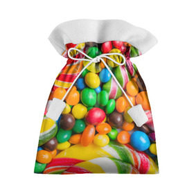 Подарочный 3D мешок с принтом Сладкоежка в Санкт-Петербурге, 100% полиэстер | Размер: 29*39 см | Тематика изображения на принте: вкуснотища | вкусняшки | глазурь | жевачка | карамель | карамельки | конфетки | конфеты | леденец | мармеладки | сахар | сладости