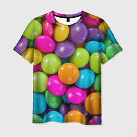 Мужская футболка 3D с принтом Конфетки в Санкт-Петербурге, 100% полиэфир | прямой крой, круглый вырез горловины, длина до линии бедер | вкуснотища | вкусняшки | глазурь | жевачка | карамель | карамельки | конфетки | конфеты | леденец | мармеладки | сахар | сладости