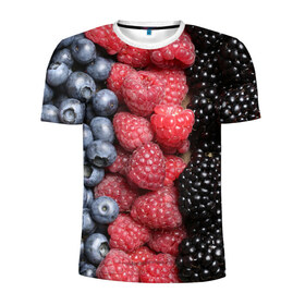 Мужская футболка 3D спортивная с принтом Сочные ягоды в Санкт-Петербурге, 100% полиэстер с улучшенными характеристиками | приталенный силуэт, круглая горловина, широкие плечи, сужается к линии бедра | богатый урожай | брусника | ерга | земляника | клубника | клюква | малина | морожка | облепиха | рябина | смородина | сок | сочные плоды | фрукты | черника | черноплодка | шиповник | ягоды
