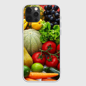 Чехол для iPhone 12 Pro Max с принтом Богатый урожай в Санкт-Петербурге, Силикон |  | Тематика изображения на принте: апельсин | баклажан | банан | богатый урожай | виноград | горох | еда | кабачок | капуста | картофель | лимон | морковь | овощи | огурец | перец | персик | помидор | слива | сочные плоды | томат | тыква