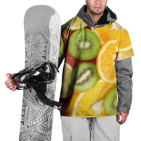 Накидка на куртку 3D с принтом Сочные фрукты в Санкт-Петербурге, 100% полиэстер |  | апельсин | грейпфрут | десерт | дольки | киви | кусочки фруктов | лайм | лимон | разрез | сечение | фреш | фрукты | цитрусовые