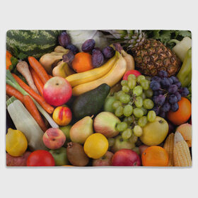 Плед 3D с принтом Спелые фрукты в Санкт-Петербурге, 100% полиэстер | закругленные углы, все края обработаны. Ткань не мнется и не растягивается | ананас | арбуз | банан | богатый урожай | виноград | горох | груша | еда | капуста | картофель | лук | морковь | овощи | огурец | перец | персик | слива | сочные плоды | томат | фасоль | фрукты | яблоко