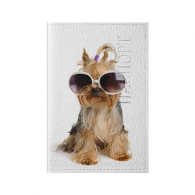 Обложка для паспорта матовая кожа с принтом Модница в Санкт-Петербурге, натуральная матовая кожа | размер 19,3 х 13,7 см; прозрачные пластиковые крепления | fashion | животное | красавица | лучший друг | модница | няша | очки | причёска | собака | собачка | щенок | щеночек