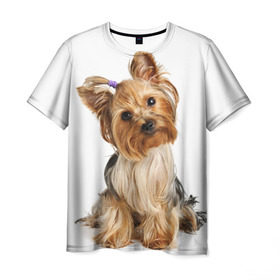 Мужская футболка 3D с принтом Красотка в Санкт-Петербурге, 100% полиэфир | прямой крой, круглый вырез горловины, длина до линии бедер | fashion | животное | красавица | лучший друг | модница | няша | причёска | собака | собачка | щенок | щеночек