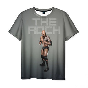 Мужская футболка 3D с принтом The Rock WWE в Санкт-Петербурге, 100% полиэфир | прямой крой, круглый вырез горловины, длина до линии бедер | dwayne johnson | the rock | wwe | рестлинг | спорт