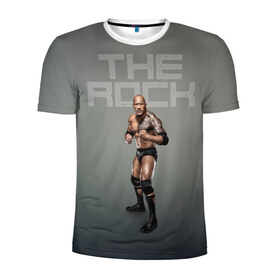 Мужская футболка 3D спортивная с принтом The Rock WWE в Санкт-Петербурге, 100% полиэстер с улучшенными характеристиками | приталенный силуэт, круглая горловина, широкие плечи, сужается к линии бедра | dwayne johnson | the rock | wwe | рестлинг | спорт
