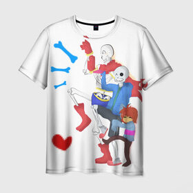 Мужская футболка 3D с принтом Undertale в Санкт-Петербурге, 100% полиэфир | прямой крой, круглый вырез горловины, длина до линии бедер | 