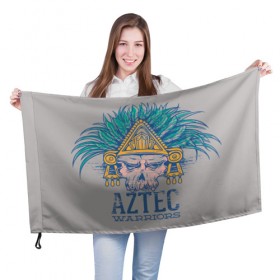 Флаг 3D с принтом Aztec Warriors в Санкт-Петербурге, 100% полиэстер | плотность ткани — 95 г/м2, размер — 67 х 109 см. Принт наносится с одной стороны | античный | ацтеки | гранж | живопись | культура | майя | орнамент | ретро | старинный | элемент