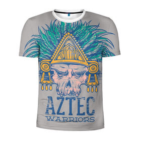 Мужская футболка 3D спортивная с принтом Aztec Warriors в Санкт-Петербурге, 100% полиэстер с улучшенными характеристиками | приталенный силуэт, круглая горловина, широкие плечи, сужается к линии бедра | античный | ацтеки | гранж | живопись | культура | майя | орнамент | ретро | старинный | элемент